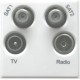 White Triplexed TV / Radio / Sat & Sat 2 Euro Module Insert